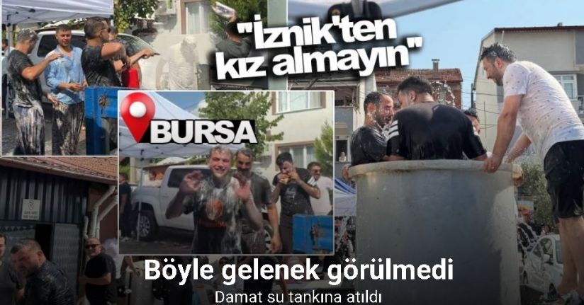 Böyle gelenek görülmedi.. Damat su tankına atıldı