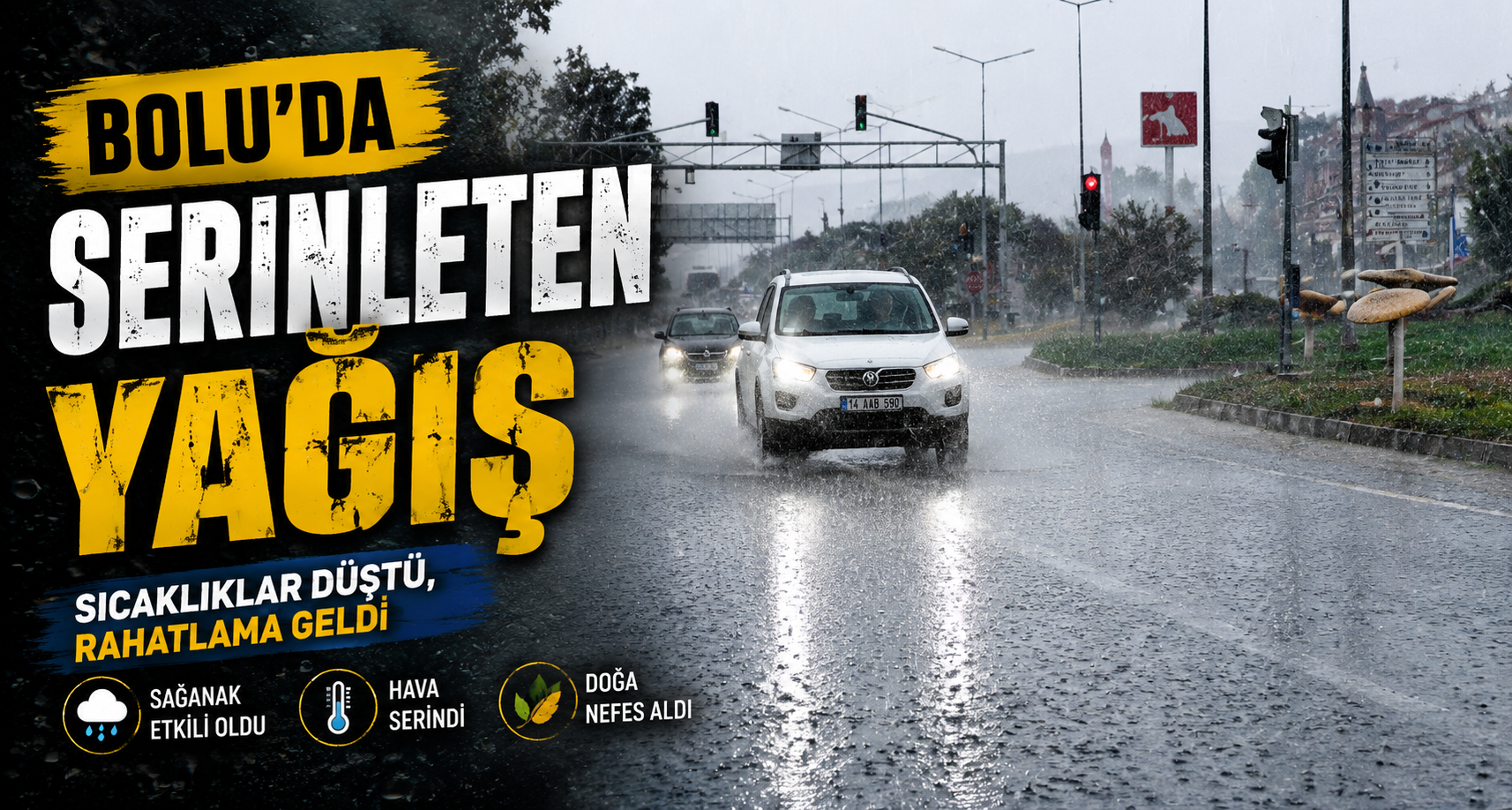 Bolu’da serinleten yağış