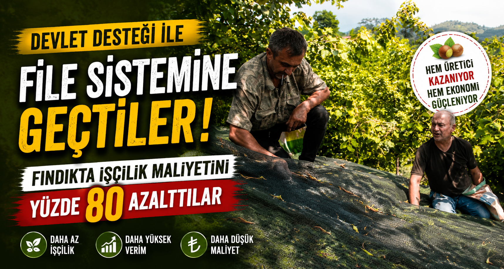 Devlet desteği ile file sistemine geçtiler, fındıkta işçilik maliyetini yüzde 80 azalttılar