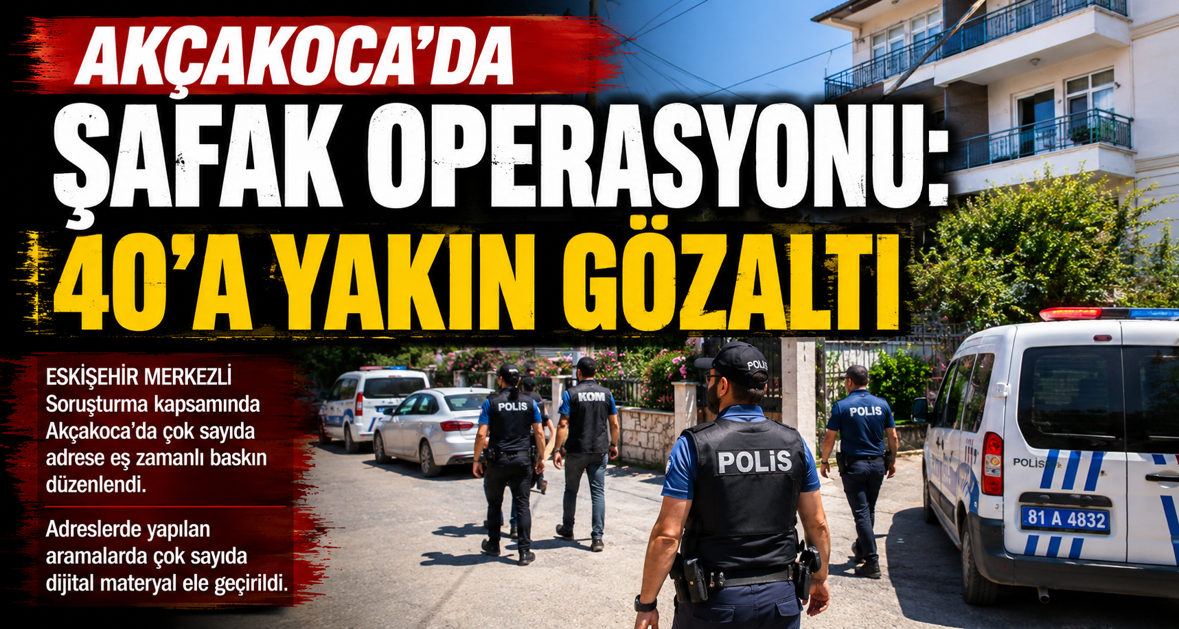 Akçakoca’da Şafak Operasyonu: 40’a Yakın Gözaltı
