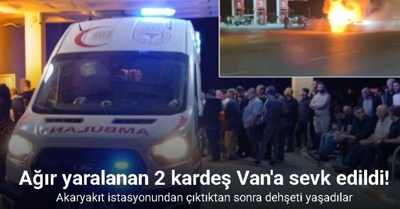 Yanan otomobilde yaralanan 2 çocuk Van’a sevk edildi