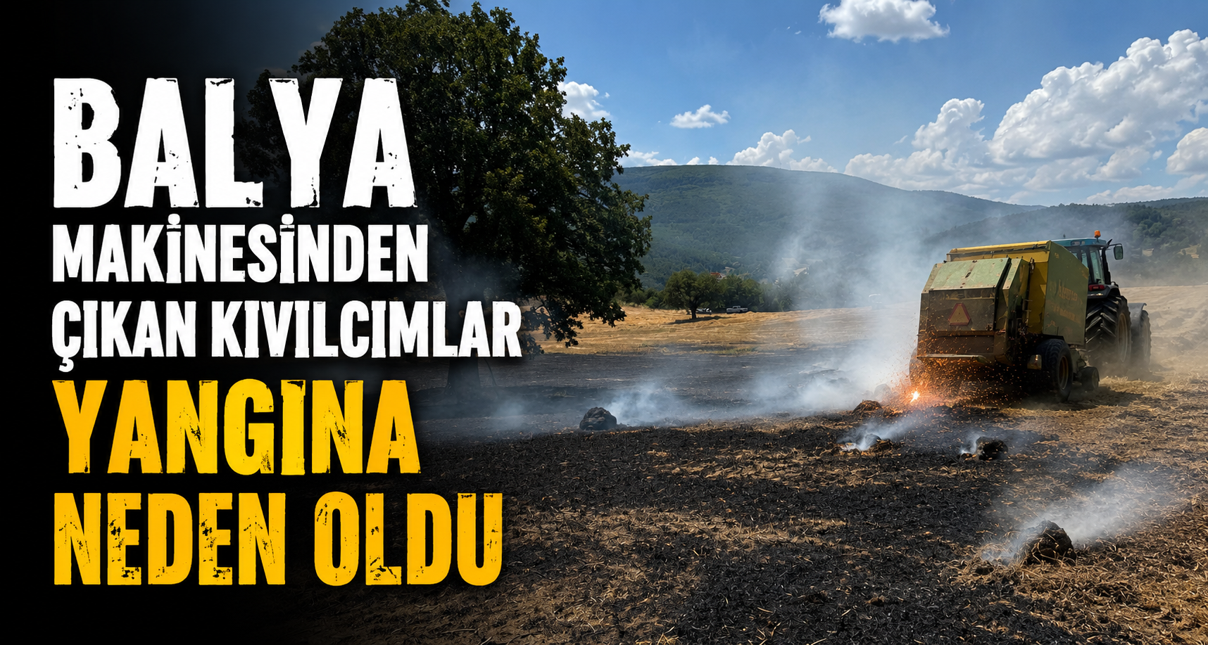 Balya makinesinden çıkan kıvılcımlar yangına neden oldu