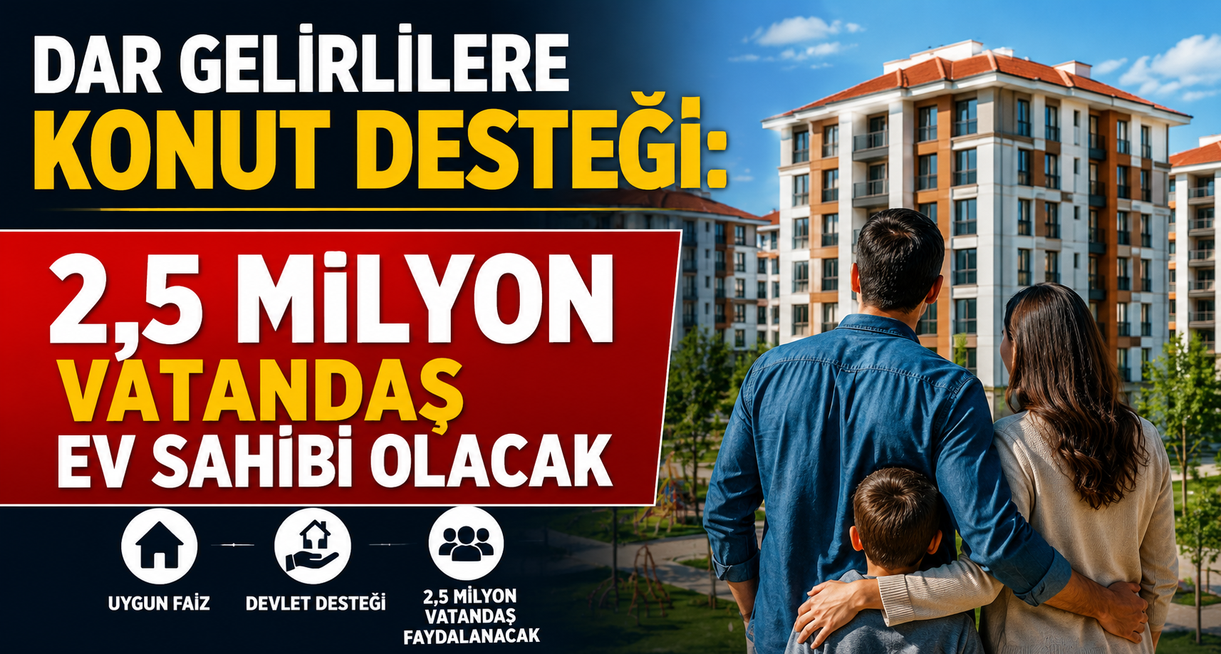 Dar gelirlilere konut desteği: 2,5 milyon vatandaş ev sahibi olacak