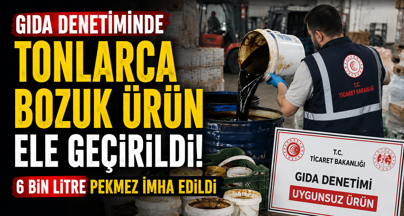 Gıda denetiminde tonlarca bozuk ürün ele geçirildi: 6 bin litre pekmez imha edildi
