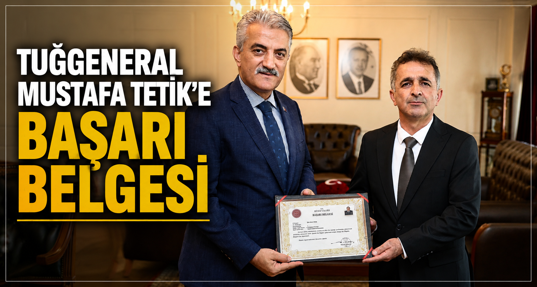 Tuğgeneral Mustafa Tetik'e başarı belgesi
