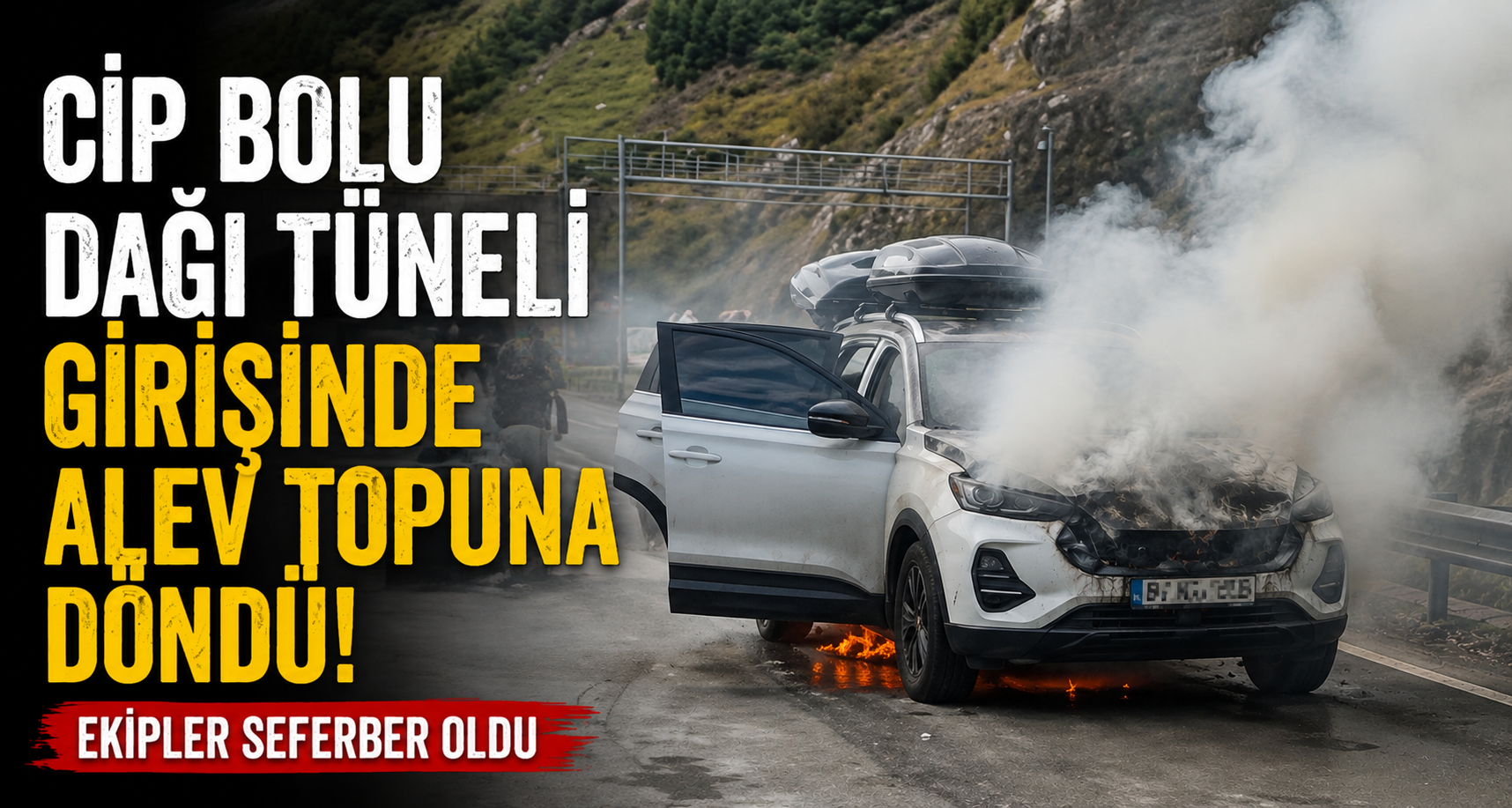 Cip Bolu Dağı Tüneli girişinde alev topuna döndü