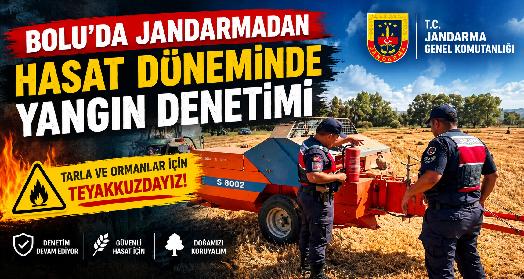 Bolu’da jandarmadan hasat döneminde yangın denetimi