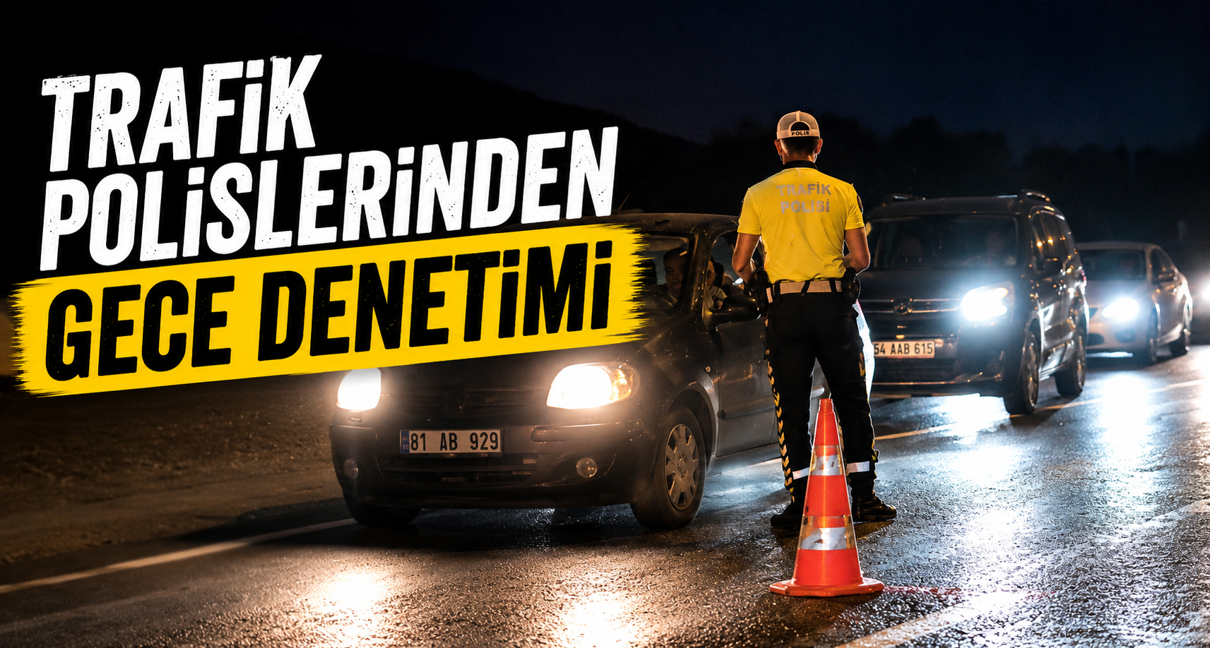 Trafik polislerinden gece denetimi