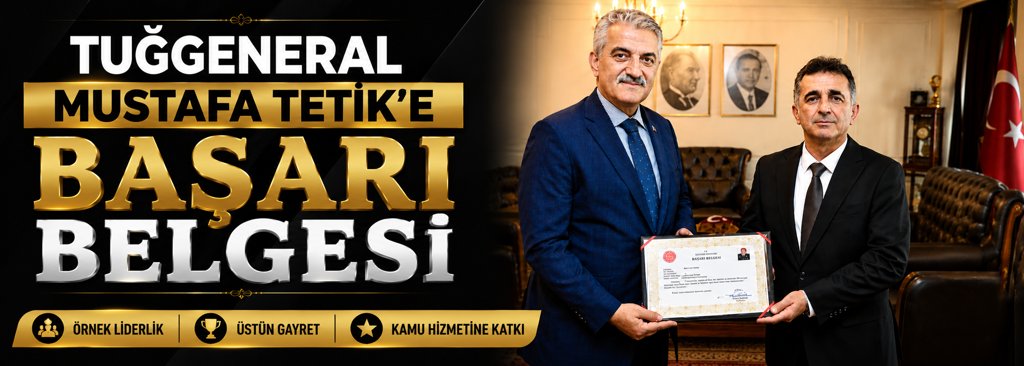 Tuğgeneral Mustafa Tetik'e başarı belgesi