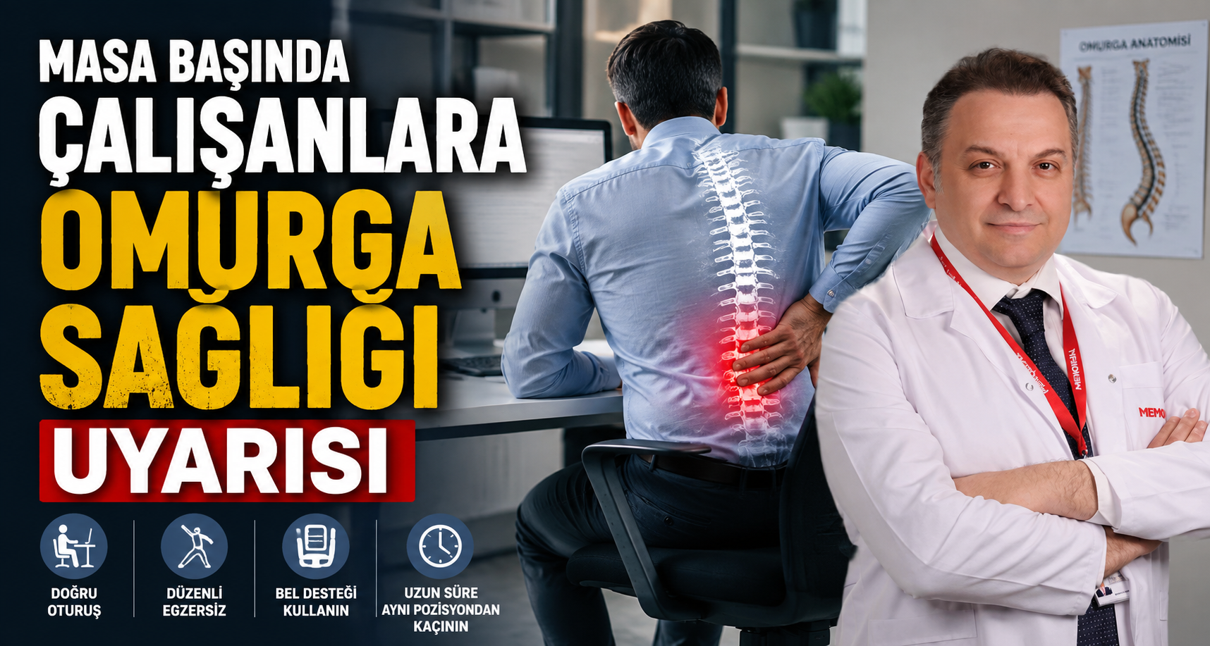 Masa başında çalışanlara omurga sağlığı uyarısı