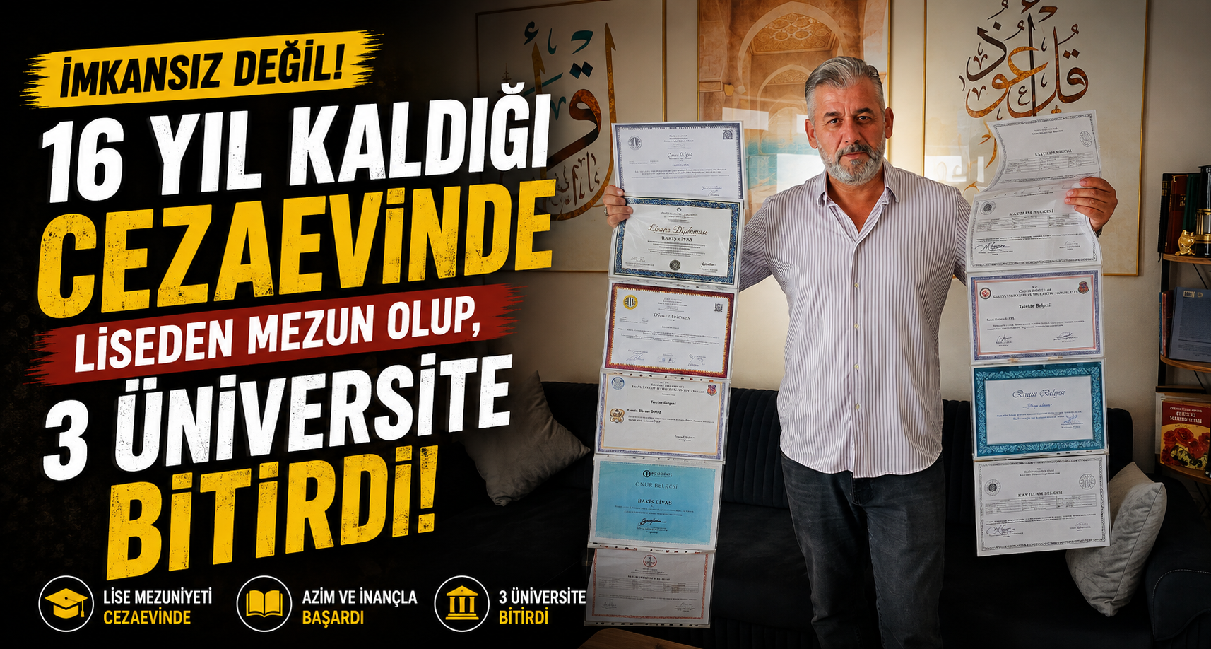16 yıl kaldığı cezaevinde liseden mezun olup, 3 üniversite bitirdi16 yıl kaldığı cezaevinde liseden mezun olup, 3 üniversite bitirdi