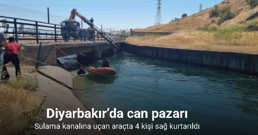 Diyarbakır’da can pazarı: Sulama kanalına uçan araçta 4 kişi sağ kurtarıldı