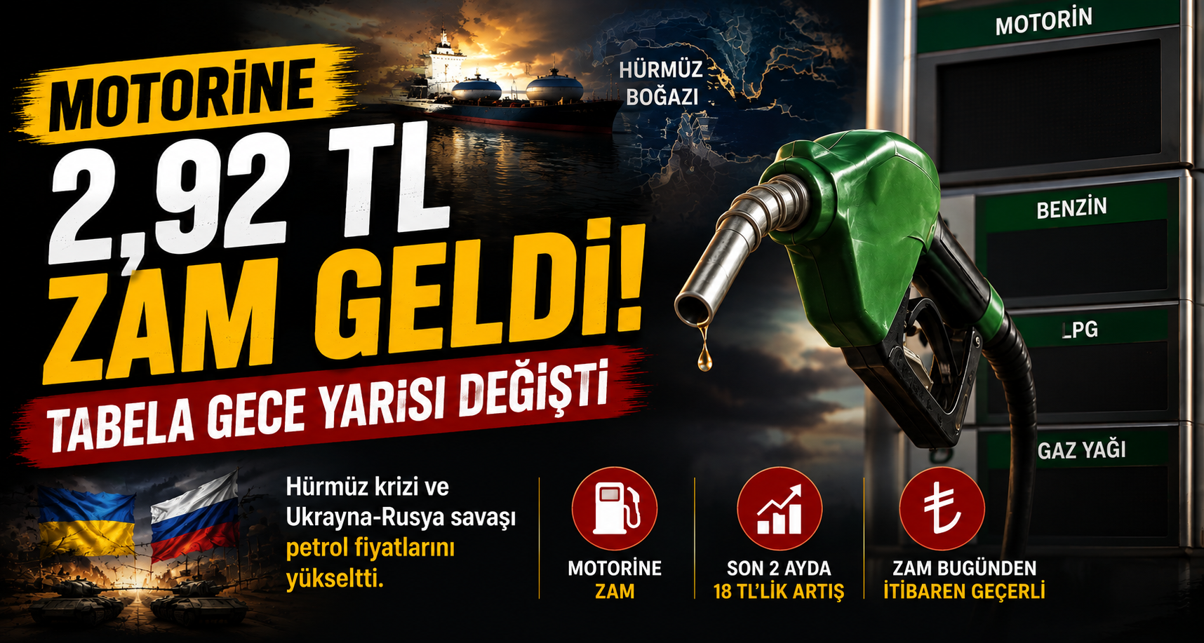 Motorine 2,92 TL zam geldi: Tabela gece yarısı değişti