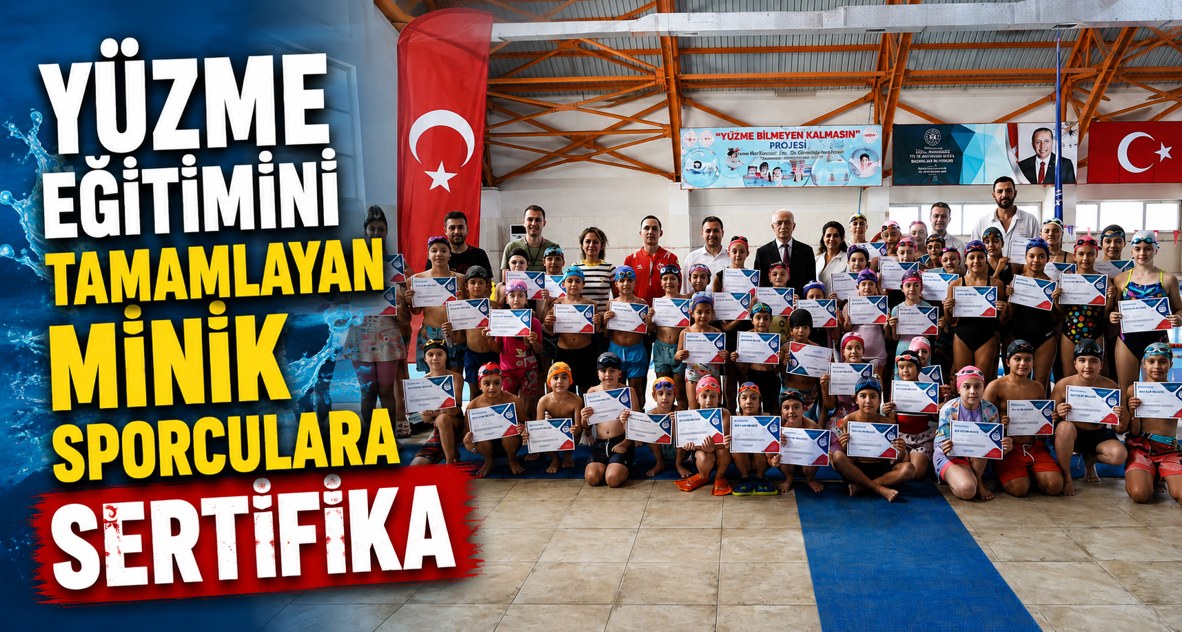 Yüzme Eğitimini Tamamlayan Minik Sporculara Sertifika