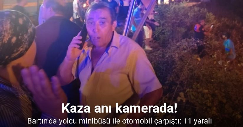 Yolcu minibüsü ile otomobil çarpıştı: 11 yaralı