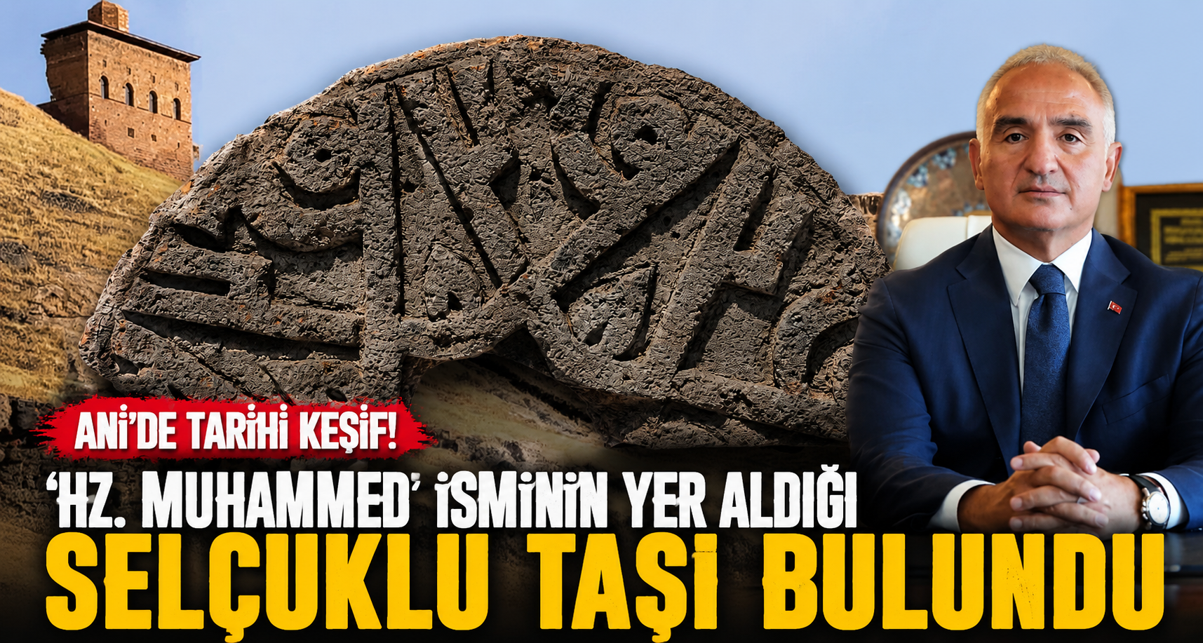 Ani’de ‘Hz. Muhammed’ isminin yer aldığı Selçuklu taşı bulundu