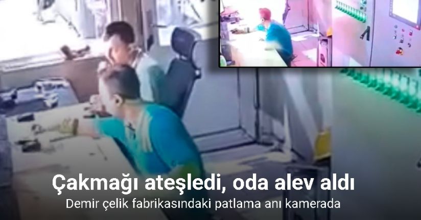 Demir çelik fabrikasındaki patlama anı kamerada