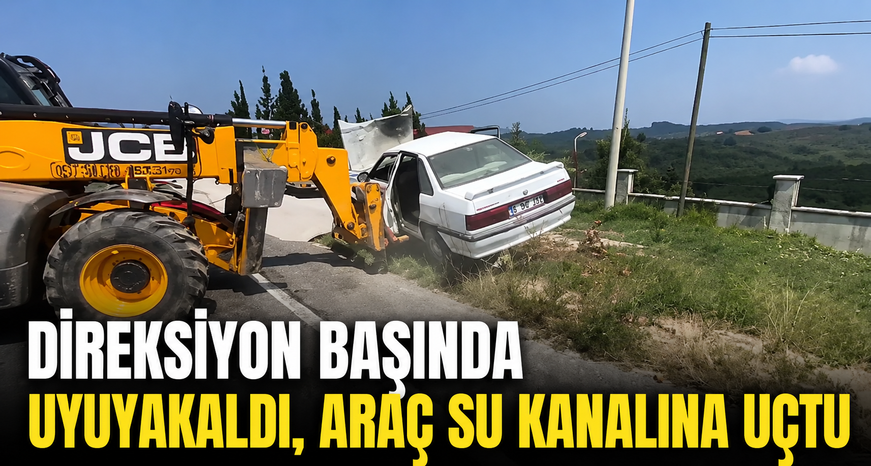Direksiyon Başında Uyuyakaldı, Araç Su Kanalına Uçtu