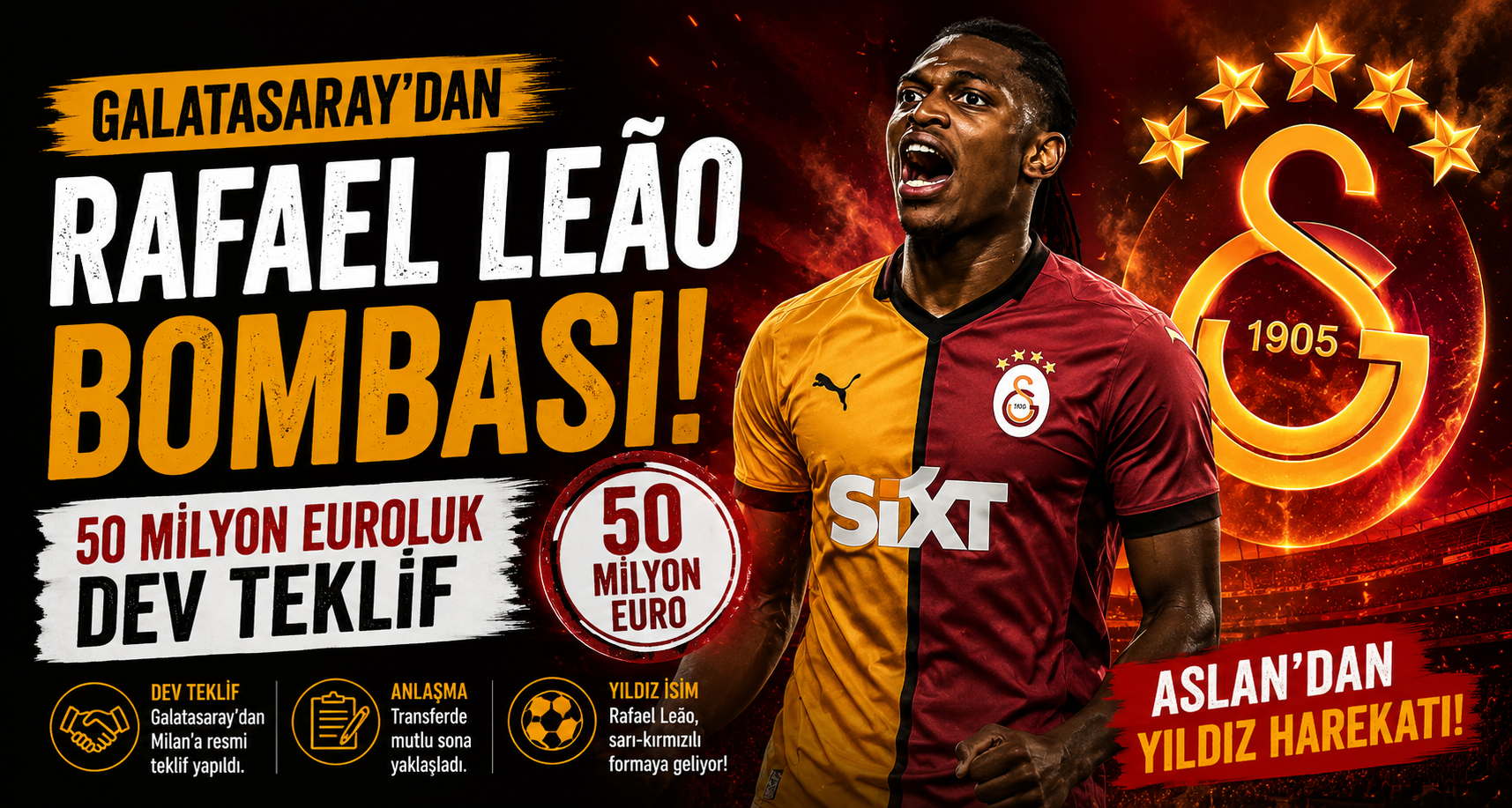 Galatasaray’dan Rafael Leão bombası: 50 milyon euroluk dev teklif