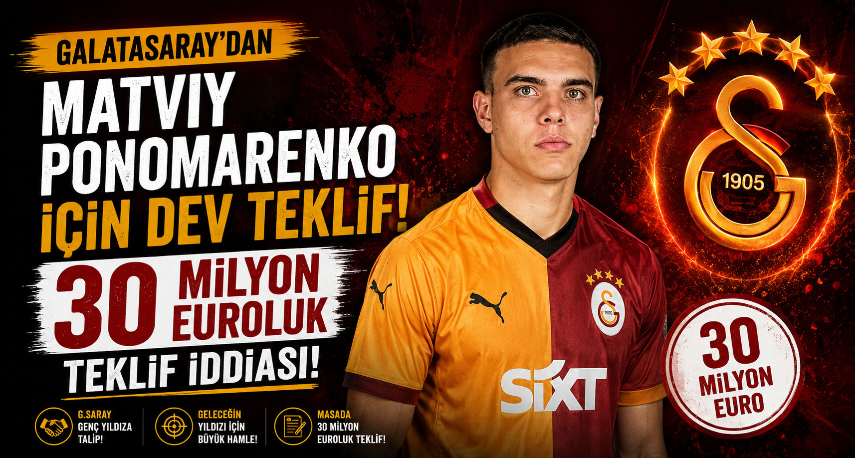 Galatasaray’dan Matviy Ponomarenko için 30 milyon euroluk teklif iddiası