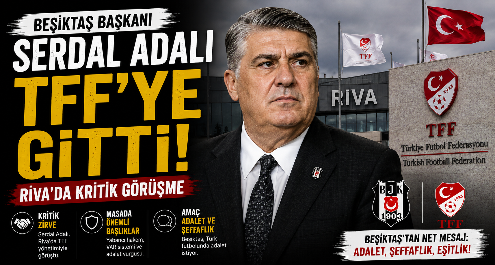 Beşiktaş Başkanı Serdal Adalı TFF’ye gitti: Riva’da kritik görüşme