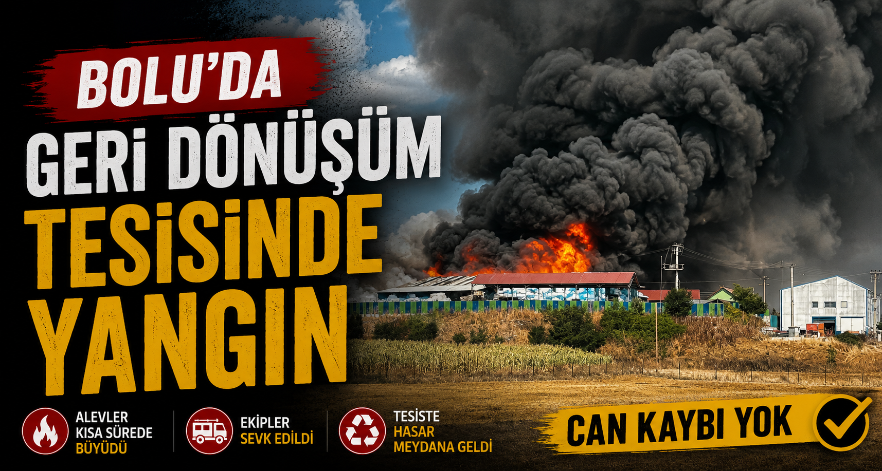 Bolu’da geri dönüşüm tesisinde yangın