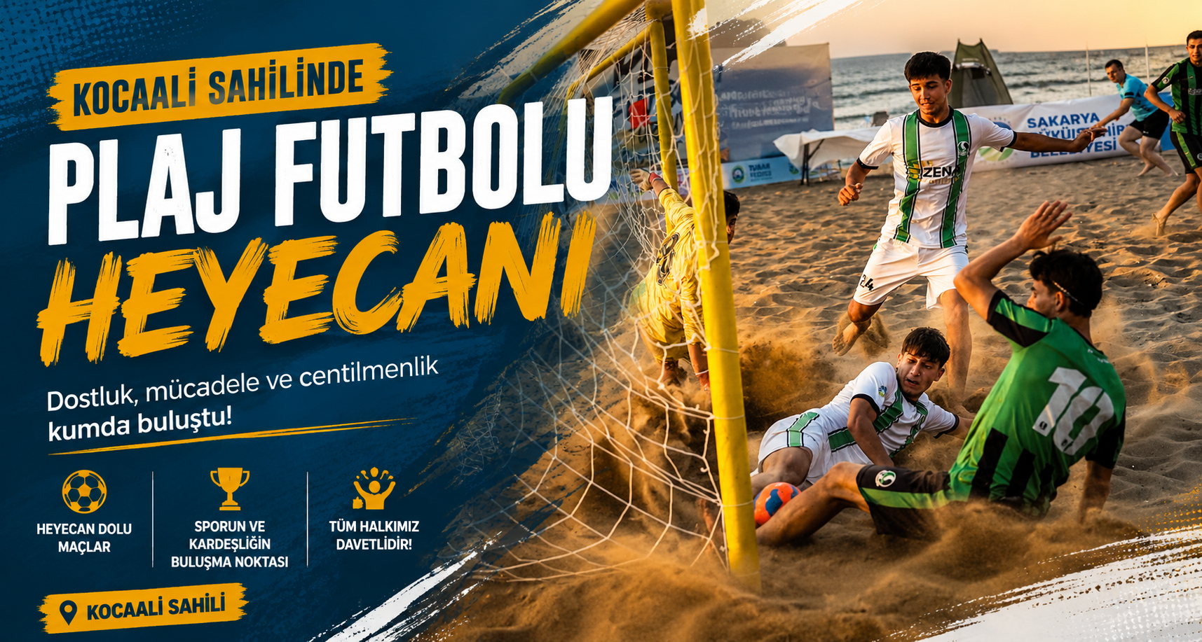 Kocaali sahilinde plaj futbolu heyecanı