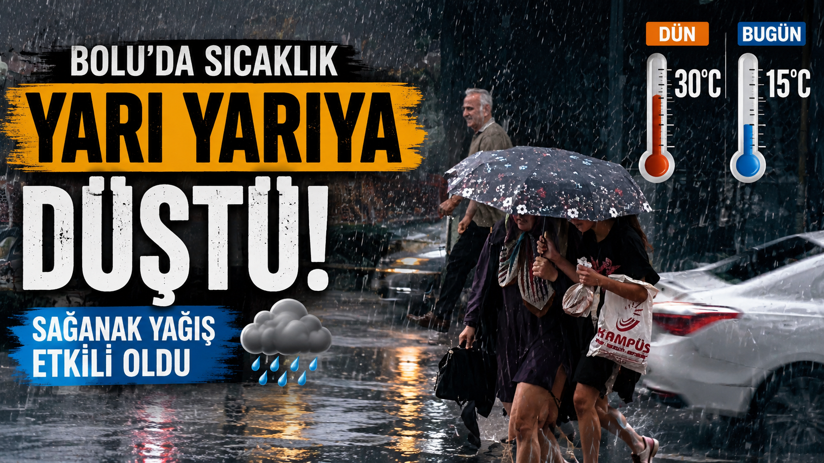Bolu'da Sıcaklık 15 Derece Birden Düştü Dün 30, Bugün 15 Derece