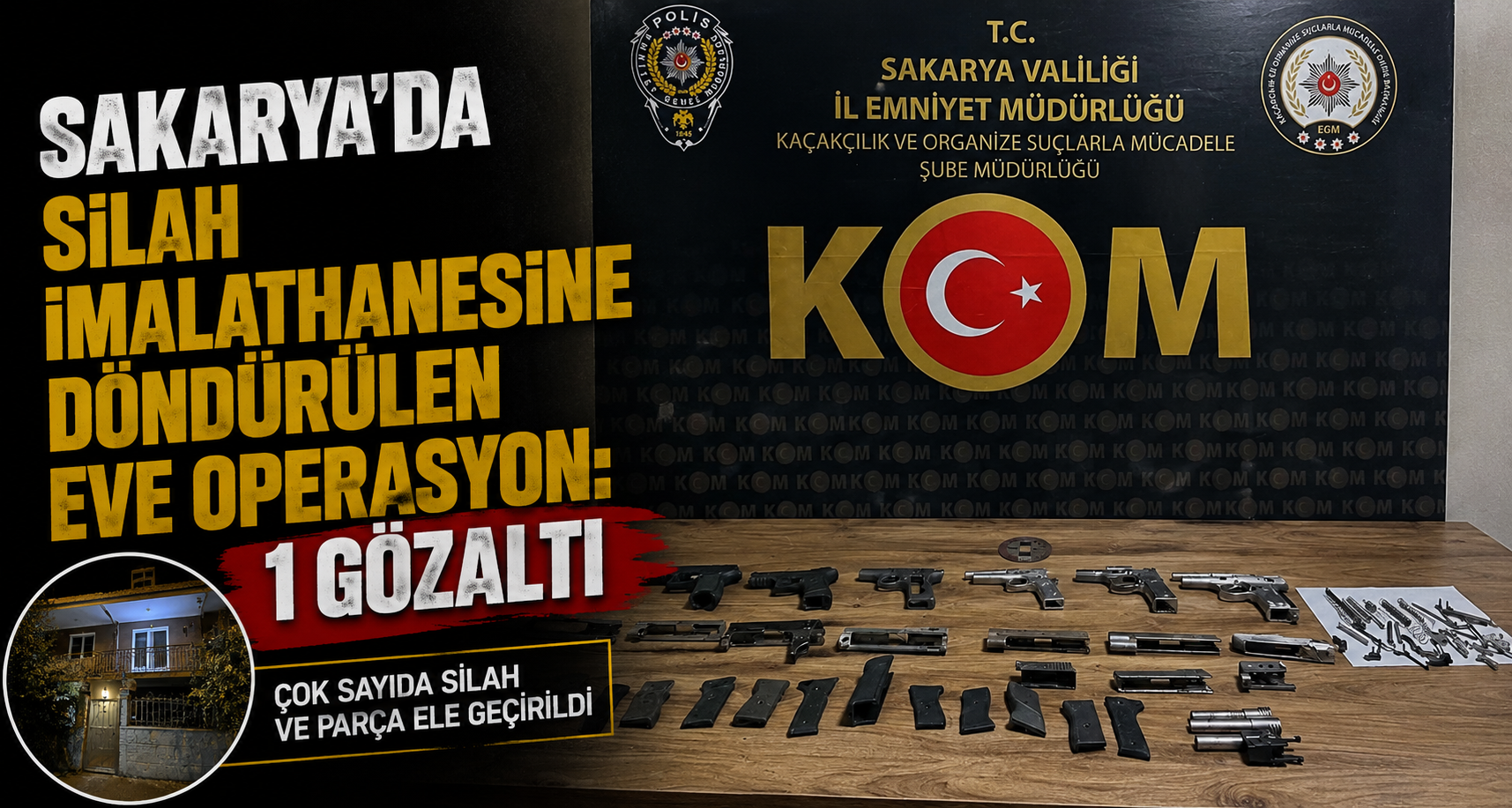 Sakarya’da silah imalathanesine döndürülen eve operasyon: 1 gözaltı