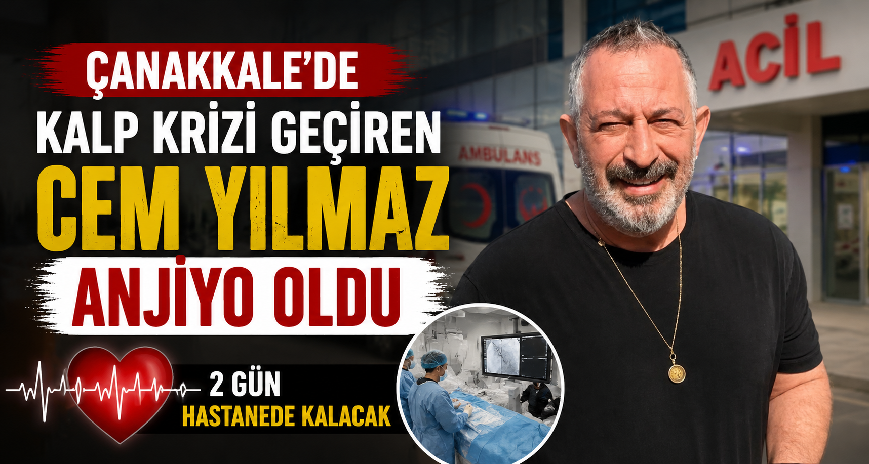 Çanakkale’de kalp krizi geçiren Cem Yılmaz anjiyo oldu, 2 gün hastanede kalacak