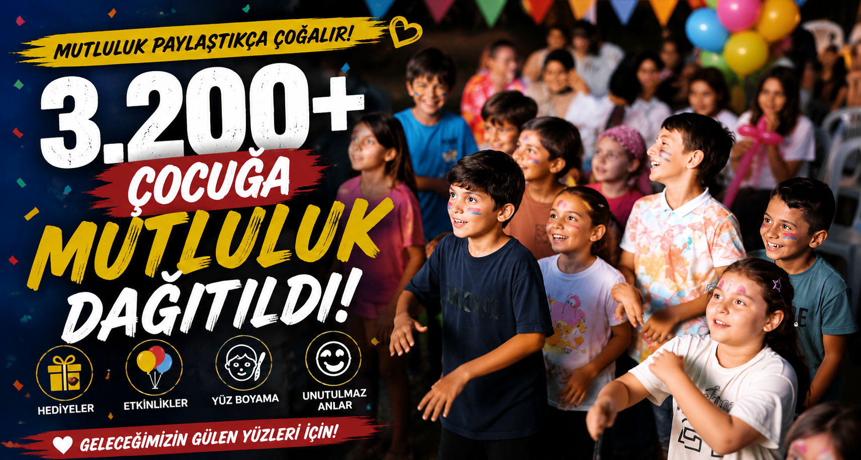 3 bin 200’den fazla çocuğa mutluluk dağıtıldı