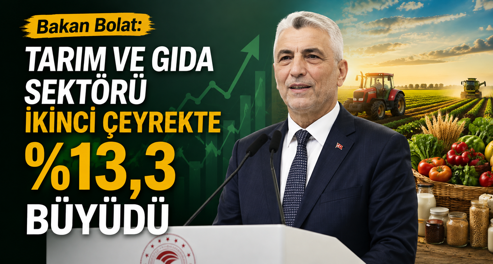 Bakan Bolat: Tarım ve gıda sektörü ikinci çeyrekte yüzde 13,3 büyüdü