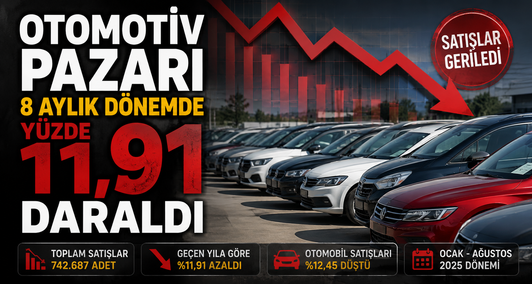 Otomotiv pazarı 8 aylık dönemde yüzde 11,91 daraldı