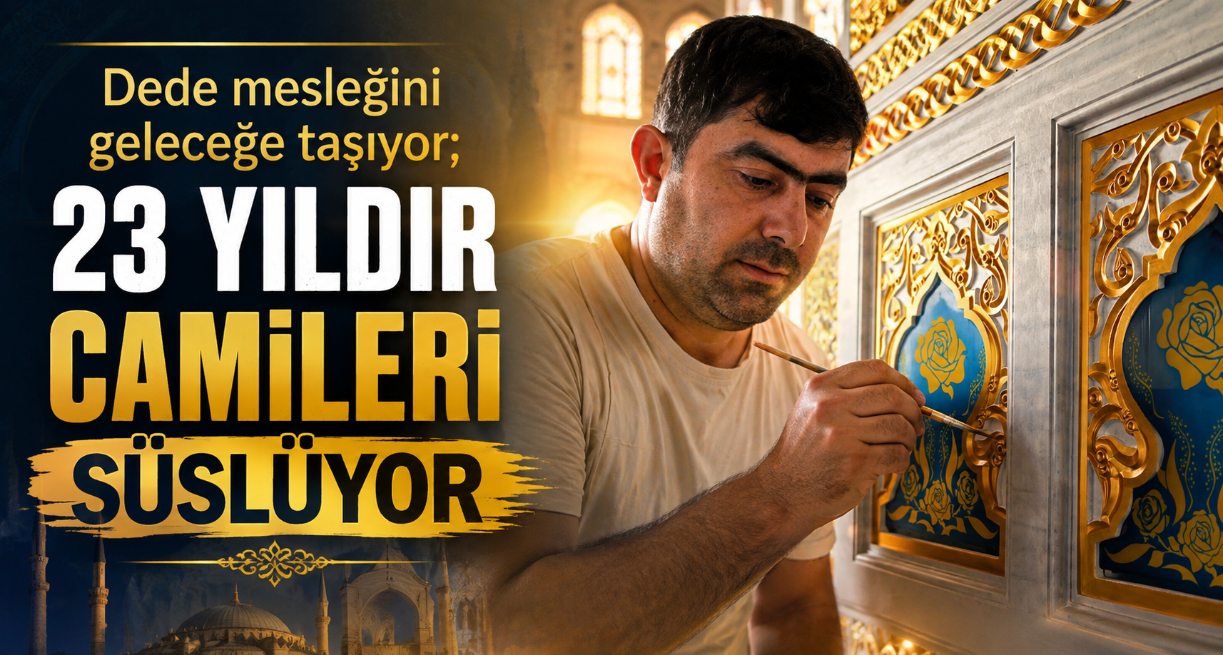 Dede mesleğini geleceğe taşıyor; 23 yıldır camileri süslüyor