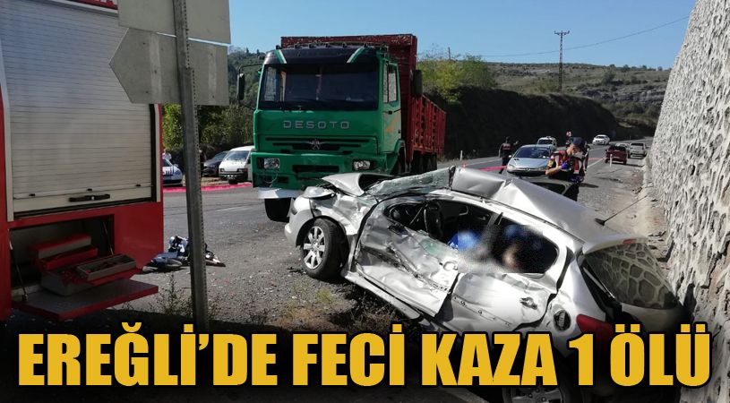 Kamyonun çarptığı otomobilde sıkışan sürücü hayatını kaybetti