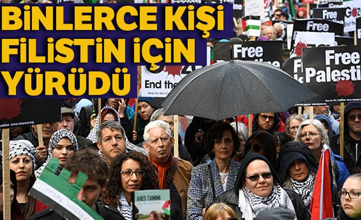 Filistin'i destekleyen binlerce kişi Londra'da yürüdü