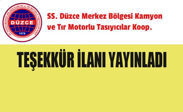 Teşekkür İlanı Yayınladı