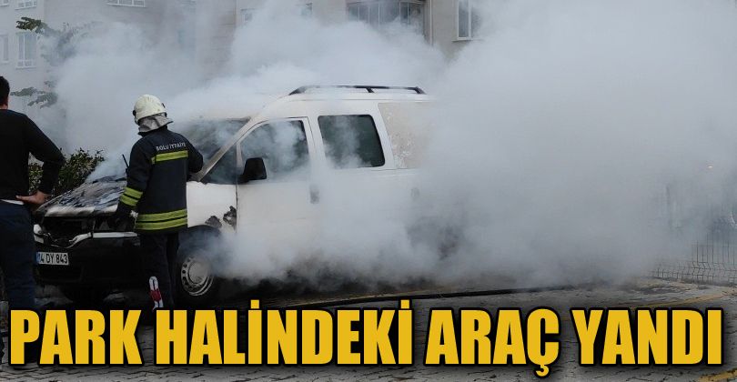 Bolu’da park halindeki otomobil alev alev yandı