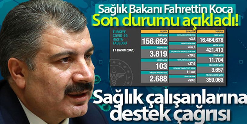 17 Kasım Korona Virüs Tablosu