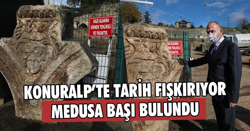Konuralp’te Tarih Fışkırıyor Medusa Başı Bulundu