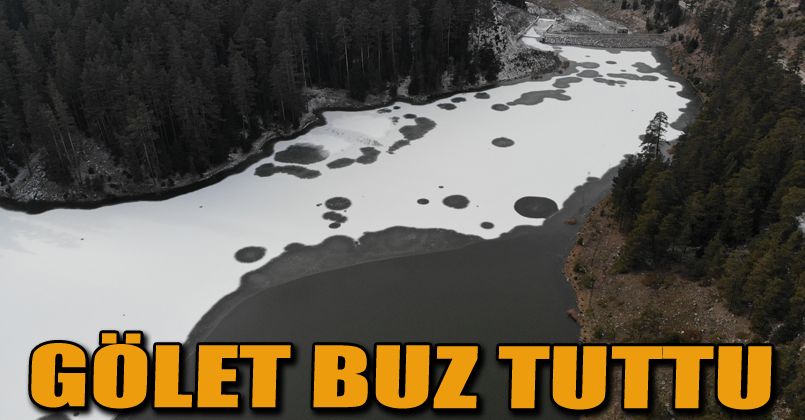 Bolu’da Sarıalan Göleti buz tuttu
