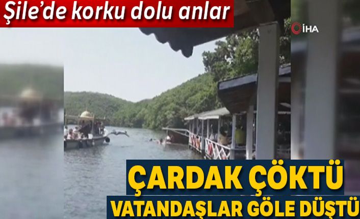 Şile'de çardak çöktü, vatandaşlar göle düştü