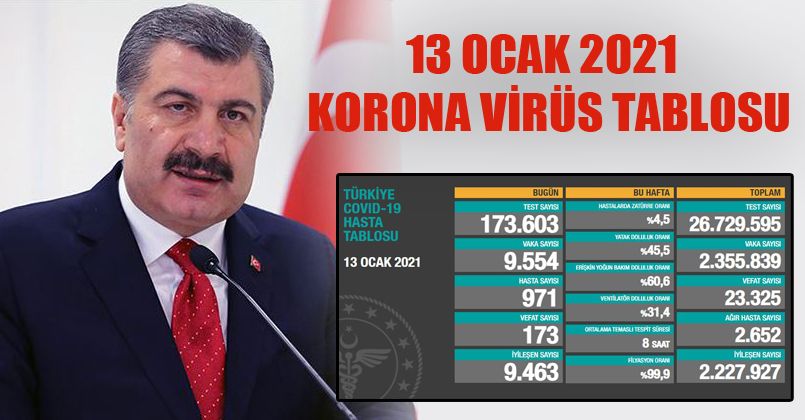 13 Ocak 2021 Korona Virüs Tablosu