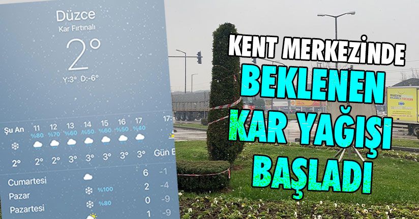 Düzce Kent Merkezinde Kar Yağışı Etkili Oluyor