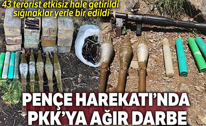 Pençe Harekatı'nda 43 terörist etkisiz hale getirilirken, hedefler imha edildi