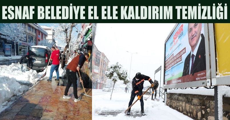 Esnaf Belediye El Ele Kaldırım Temizliği