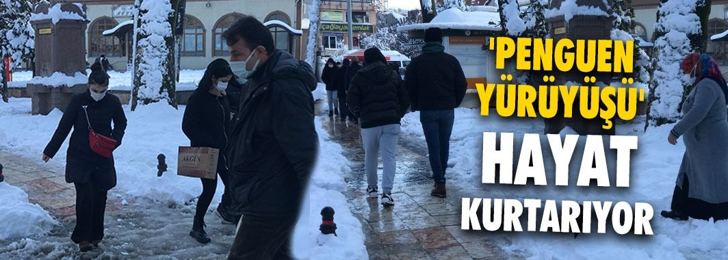 Karda 'Penguen Yürüyüşü' Hayat Kurtarıyor