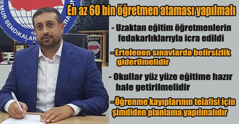 Eğitim-Bir-Sen Başkanı Çelebi: “Yarıyıl tatili yüz yüze eğitime hazırlık dönemi olmalıdır”