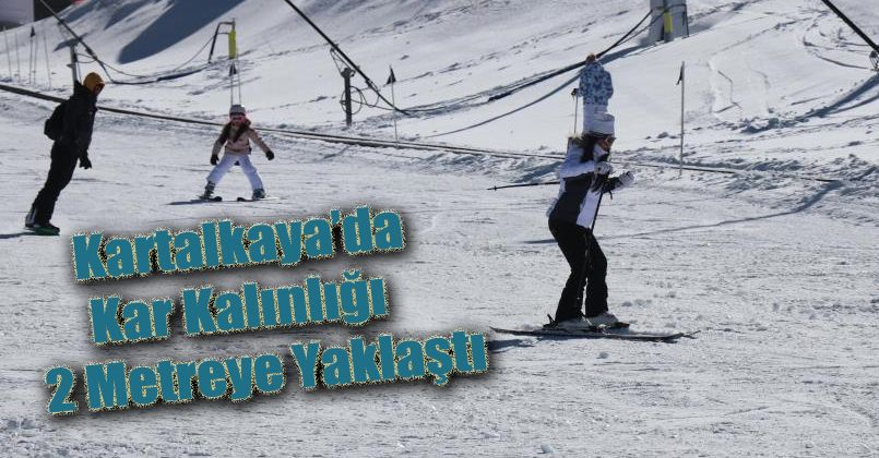 Kartalkaya’da kar kalınlığı 2 metreye yaklaştı