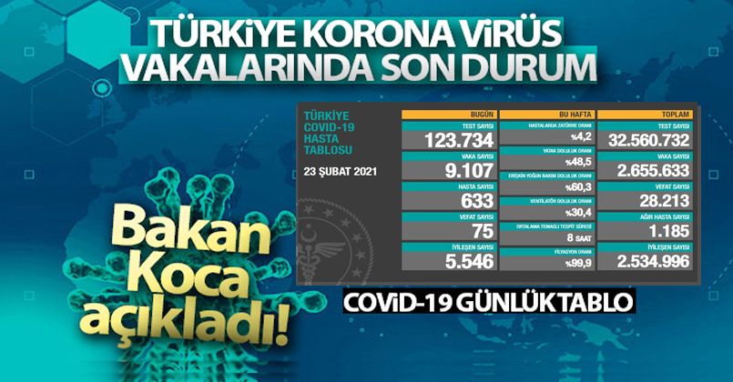 23 Şubat 2021 Korona Virüs Tablosu